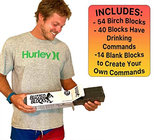 Buzzed Blocks Adult Drinking Game - 54 Blocks With Hilarious Commands And Games On 40 Of Them | Perfect Pregame Party Starter | Entertaining Party Game | Novelty Funny Gift (Black) #TOP5