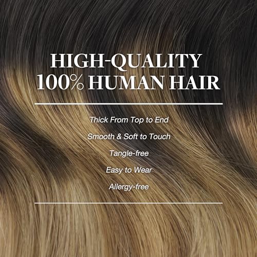 Image of GOO GOO Clip in Hair Extensions Real Human Hair, Remy Human Hair Extensions Clip ins for Women, Natural Human Hair, 22inch 150g 9Pcs, 2 /6 /18 Balayage Brown to Dirty Blonde