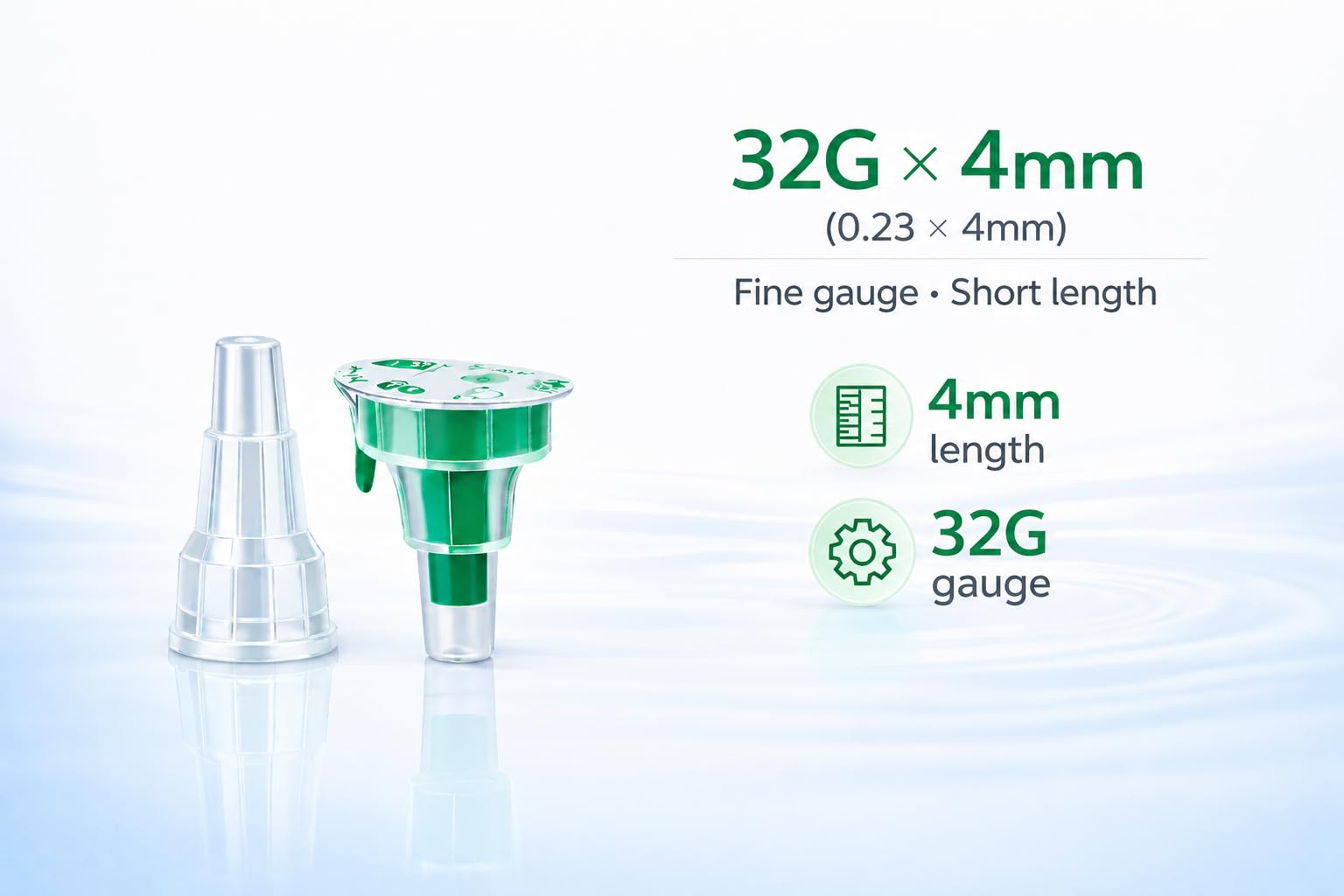 Puntas de pluma estériles desechables 32G (0,23 x 4 mm) – 100 unidades, envasadas individualmente, universalmente compatibles, para laboratorio, industria y aplicaciones cosméticas