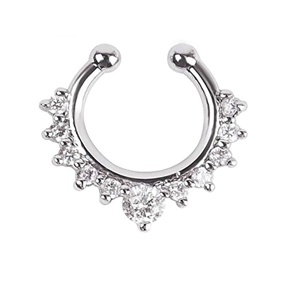 Nose & Ear Clip Titanium Plated Pin Non Pierced Just Press for Women & Girls Septum Ring