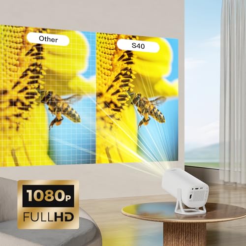 Image of S40 Mini Portable Projector, Android WiFi Smart Home Projector, 120 ANSI Lumens, LCD TFT Display, 8GB Storage Connecting with All Popular OTT Platforms