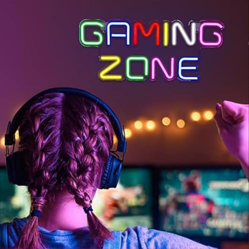 Image of LED Game Sign Game Zone Neon Signs Gaming Room Wall Art Decor Man Cave Lights Signs Gamer Home Bedroom Decoration USB Powered Brightness Adjustable