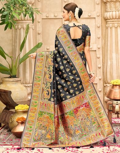 Image of SIRIL Women's Banarasi Silk Jacquard Zari Work Saree With Unstitched Blouse Piece
