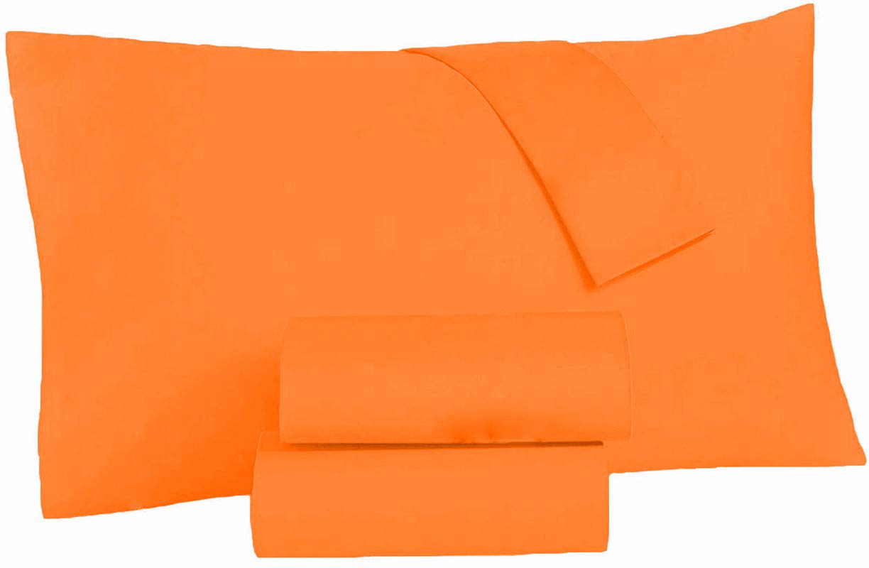 YRM Bedding's Egyptian Quality Bedsheet 100% Cotton 500-TC Extra Soft Orange Flat Bedsheet for Double Bed (82x102) with 2 Pillow Cases (18x28) 1