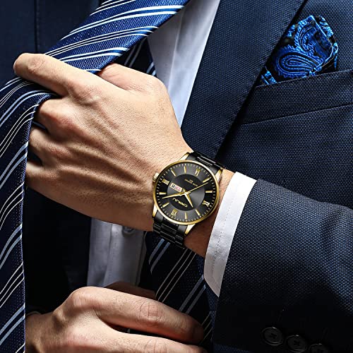 Image of CRRJU Men's Fashion Luxury Stainless Steel Watches for Men Business Auto Date Chronograph Analog Quartz Wristwatches