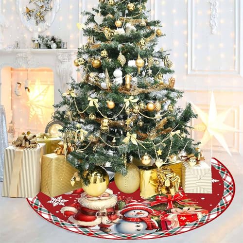 BSITSSS Schneemann Weihnachtsbaum Rock, Weihnachtsbaum Decke 90cm, Weihnachtsmann Weihnachtsbaumrock Weihnachtsbaumdecke Tannenbaumdecke Christbaumdecke, Christmas Tree Skirt WeihnachtsbaumDeko