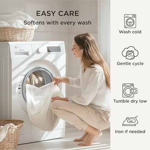 Bedsure Linen Sheets - Queen Size Bed, Blend from Linen Cotton Bedsheets, Breathable Cotton Bedsheets, Gifts for All Seasons, 4 Pieces, Pumpkin Yellow