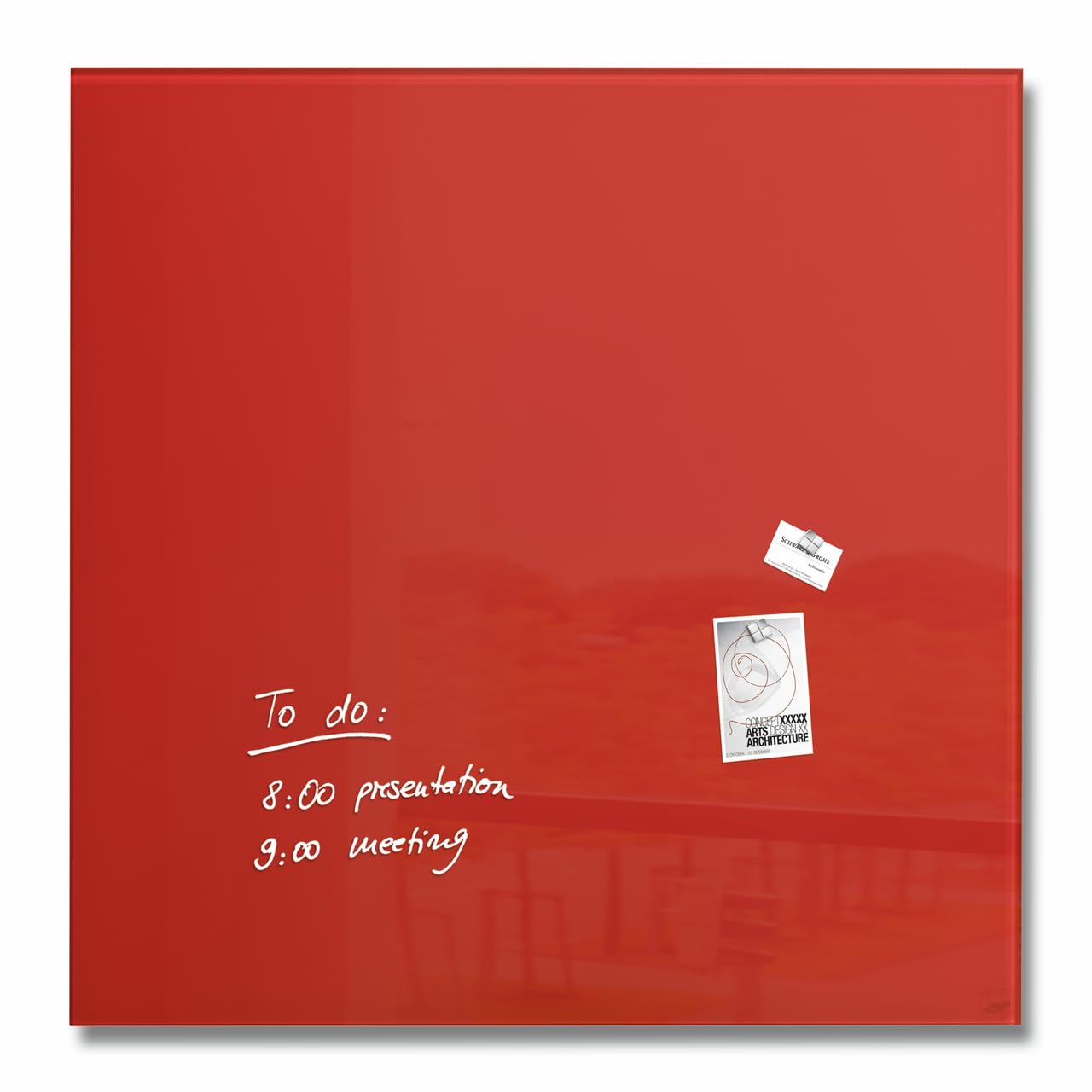SIGEL Glass whiteboard Artverum - SGS-approved - 100 x 100 cm - red -