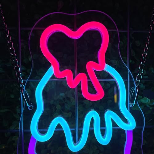 Image of Ice Cream Open Neon Sign for Wall Decor Dimmable Business LED Neon Light for Ice cream Drink Bar Shop Birthday Christmas Party Bedroom USB Powered Neon Art Signs Decor 14.7x6.7 inch