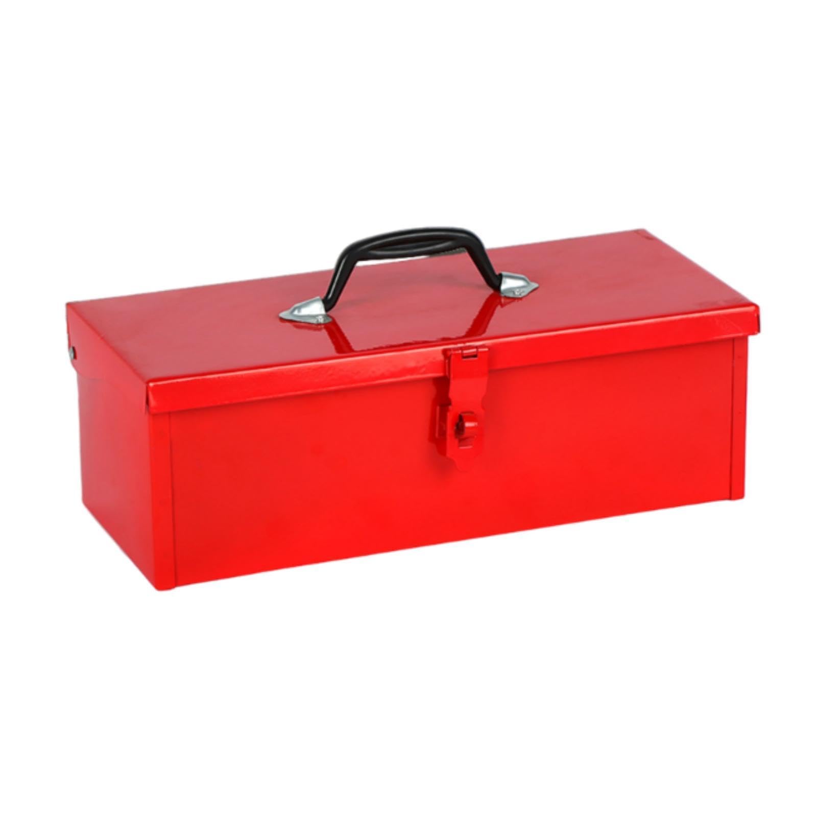 Colcolo Caja de herramientas de hierro Caja de herramientas vacía Contenedor de fácil acceso Organizador de herramientas de metal rojo Portátil Multiusos para