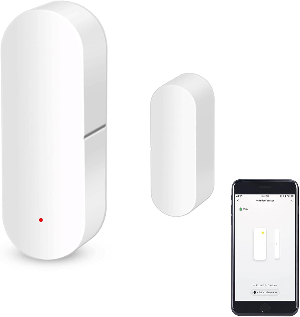 Sensor de Puerta WiFi, Sensor de Contacto de Ventana Inteligente, Alarma inalámbrica de Senso r de Puerta de Ventana, Compatible con Alexa y Google Assistant, no Requiere concentrador, 1 Pack