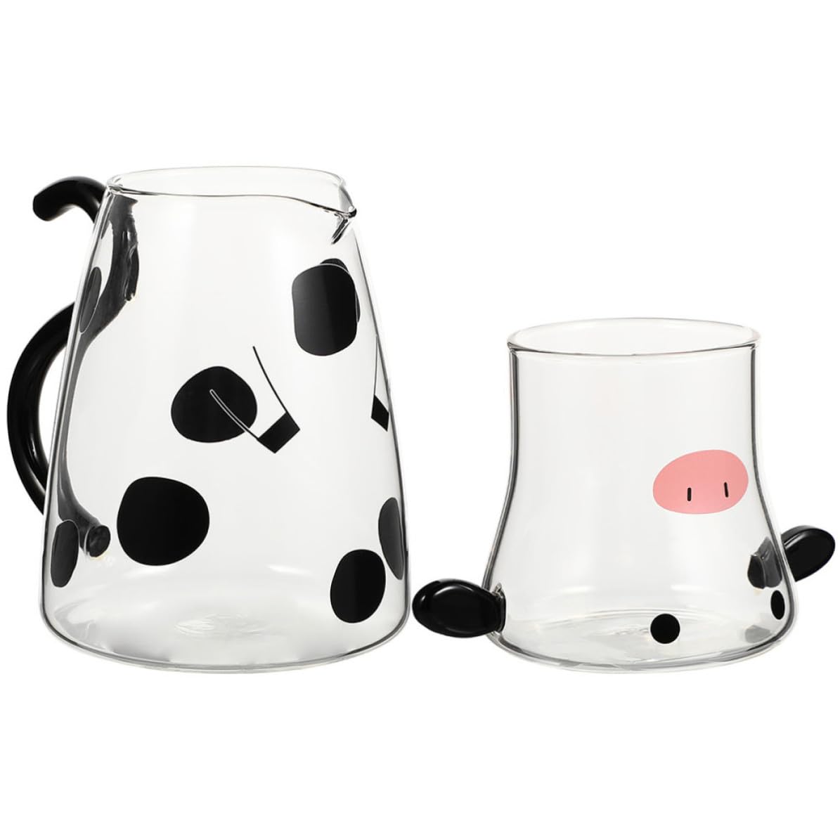 Luxshiny Jarra de Agua de Vidrio 1800ml Taza, Diseño Vaca
