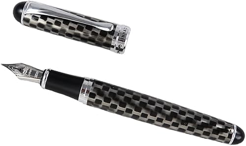 Miniatura 3 de Jinhao X750 - Juego de 4 plumas estilográficas, 4 colores (negro, rojo, plateado, a cuadros), punta mediana con convertidor de tinta, borde