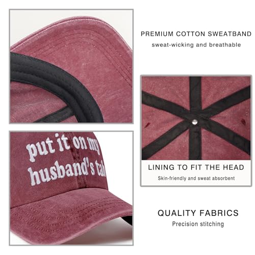 Image of Put It on My Husbands Tab Hat, Funny Vintage Trucker Hats Adjustable Cap for Men Women Classic Baseball Caps