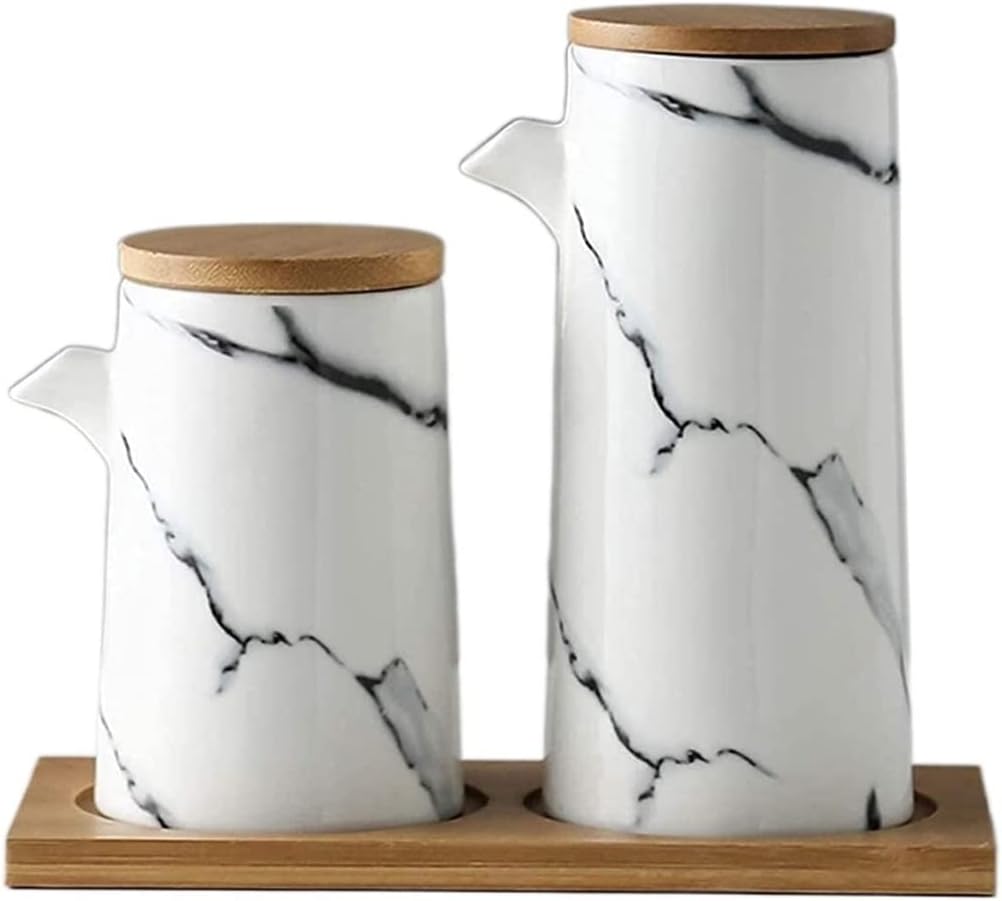 Oil and Vinegar Dispenser Home Essentials Ceramic Oil and Vinegar Dispenser Bottles with Cork Stoppers-Oil Bottle cooking