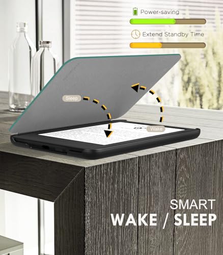 Miniatura 6 de Moko Funda Compatible Con 6 Nuevo Kindle 11 Generación 2024 2022 , Carcasa Ligera Cubierta Con Auto Activación Reposo Para Kindle 2024 2022 11 Generación E-Reader, Denim Verde