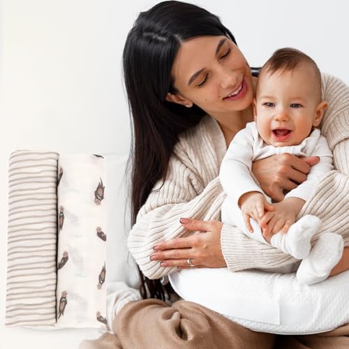 Image of Muslin Baby Swaddle - Breathable Receiving Blankets for Newborn Baby, 70% Viscose derived from Bamboo, 30% Spandex, Imported