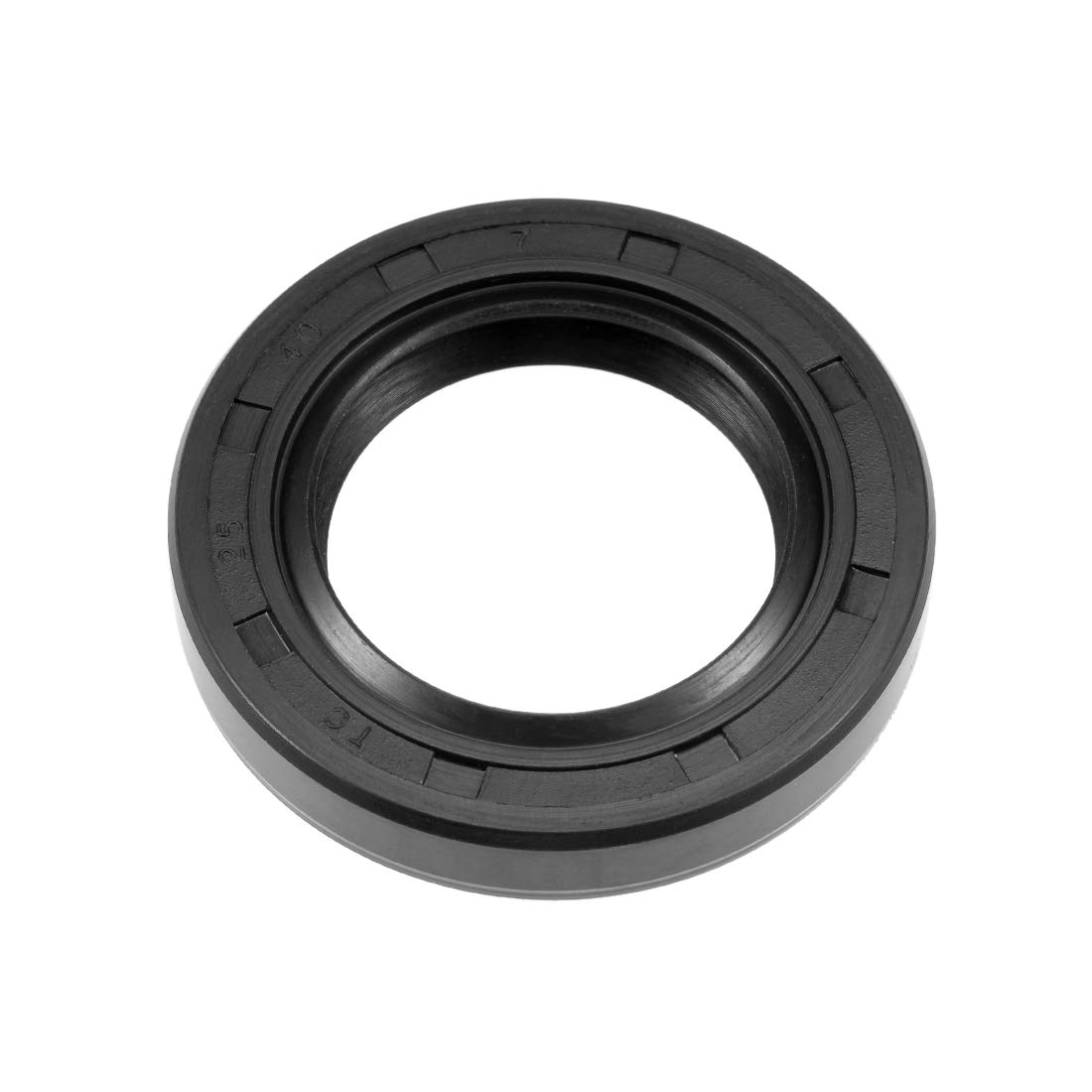 uxcell Oil Seal, TC 25mm x 40mm x 7mm Nitrile Rubber Cover Double Lip with Spring for Bearing Shaft, Black Pack of 1