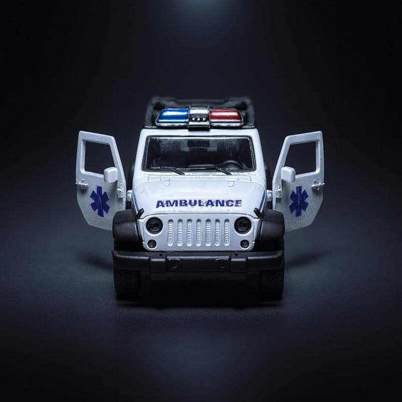 Image of Amisha Gift Gallery Diecast Ambulance Jeep Toy Car for Kids | Pull Back Action, Emergency Vehicle, Openable Doors, Mini Metal Model Car for Boys & Girls