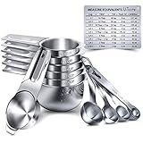 Measuring Cups, U-Taste Measuring Cups and Spoons Set of 15 in 18/8 Stainless Steel : 7 Measuring...