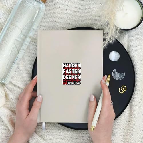 Image of SODAVA (3Pcs, 3x3 Inch) CPR Saves Lives Sticker - Harder Faster Deeper Vinyl Decal for EMT Nurse Paramedic First Responder - Waterproof Medical Awareness Sticker for Laptop Water Bottle Gear