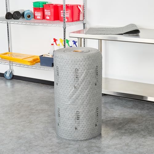 Image of Restaurantware Absorbent Pad 1 Pack of 150' x 29.9 inch Perforated Oil Absorbent Mat Roll Medium Weight Non-Flammable Gray Spill Mat for Water, Chemical Spills, Garages, Marine, Automotive, Basements