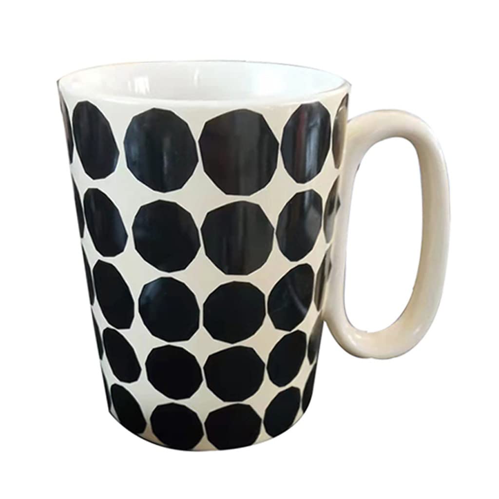 TOMYEUS Keramikbecher Keramikbecher Polka Dot Paar Kaffee Wassertasse Retro Französisch Große Kapazität Frühstücksbecher Geeignet for Home Office School Smart Mug (Color : Schwarz)