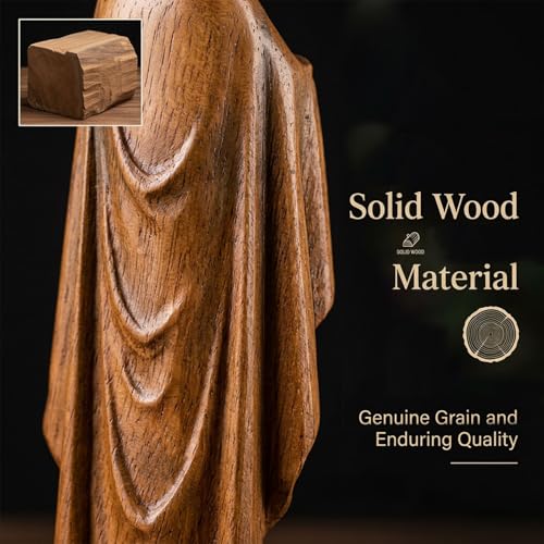 Estatua Virgen María de Madera Sólida 12 pulg. Pintada a Mano miniatura 4