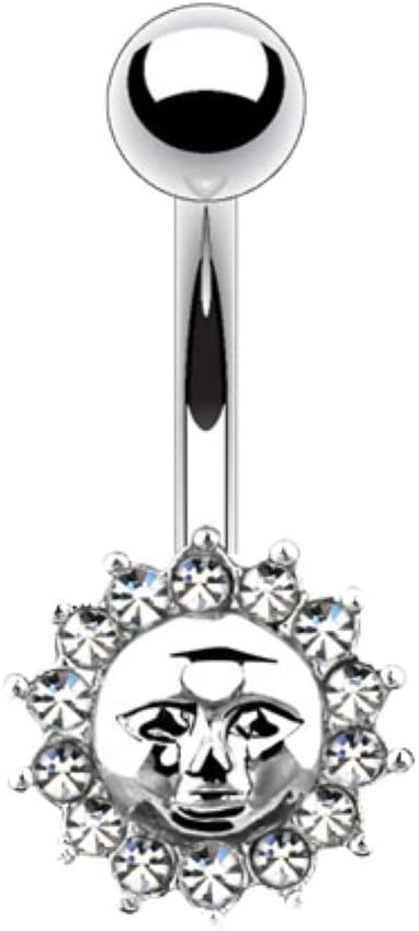 Belly Button Ring Navel Cz Sun Jewelry 14 Gauge 3/8" Ho679