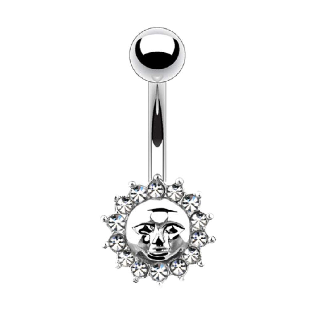 Belly Button Ring Navel Cz Sun Jewelry 14 Gauge 3/8" Ho679