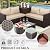 WAROOM Patio Furniture Set 4 Piece Conversation Sets Brown Rattan Outdoor Couch Loveseat Wicker Sectional Sofa with Storage Box Glass Top Table, Khaki Cushion