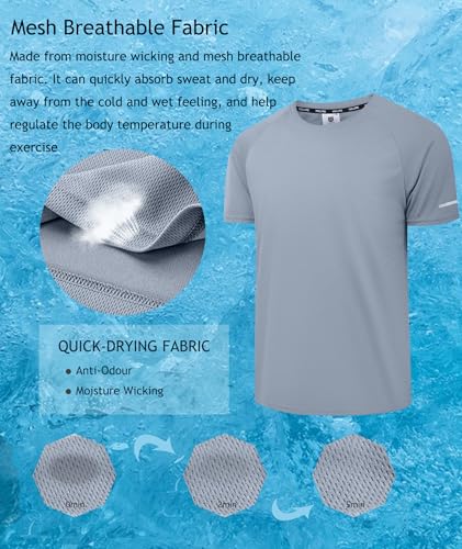 Image of Men's Quick-Dry Sportswear T-Shirts,4 /6 Pack Breathable Moisture Wicking Gym Tops for Training & Workout,Short Sleeve Tees