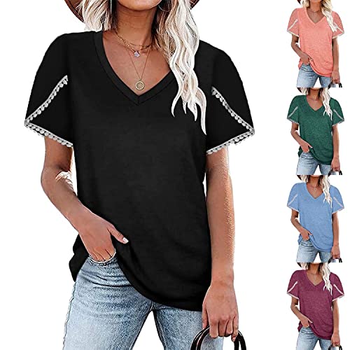 Babyhealthy Women'S Tops Sexy V Neck Petal Sleeve T Shirts Short Sleeve Summer Casual Shirts thumb #4