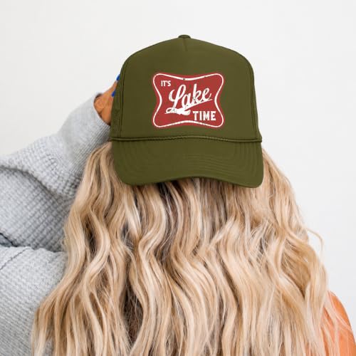 Image of It's Lake Time Summer Classic 5 Panel Foam Front Mesh Snap Back Trucker Hat