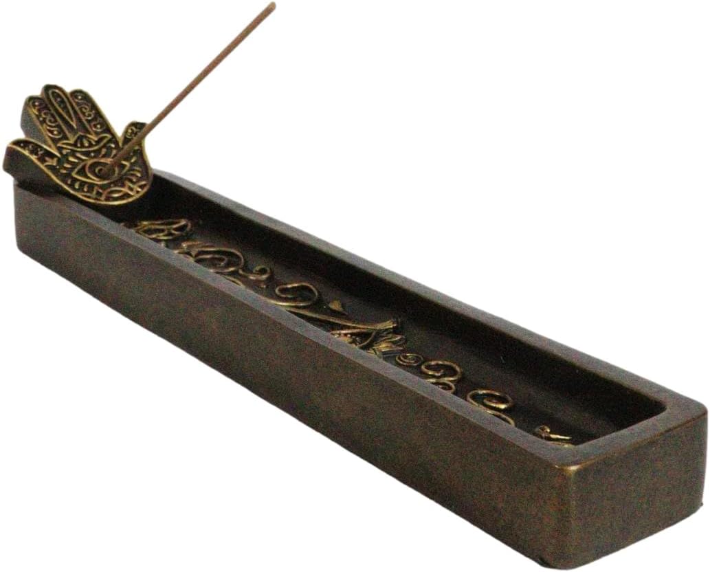 Ebros Gift Sacred Symbol Amulet Hand of God Hamsa Palm Eye of Providence Incense Stick Holder Burner Figurine Zen Feng Shui Vastu Home Fragrance Tabletop Altar Decor