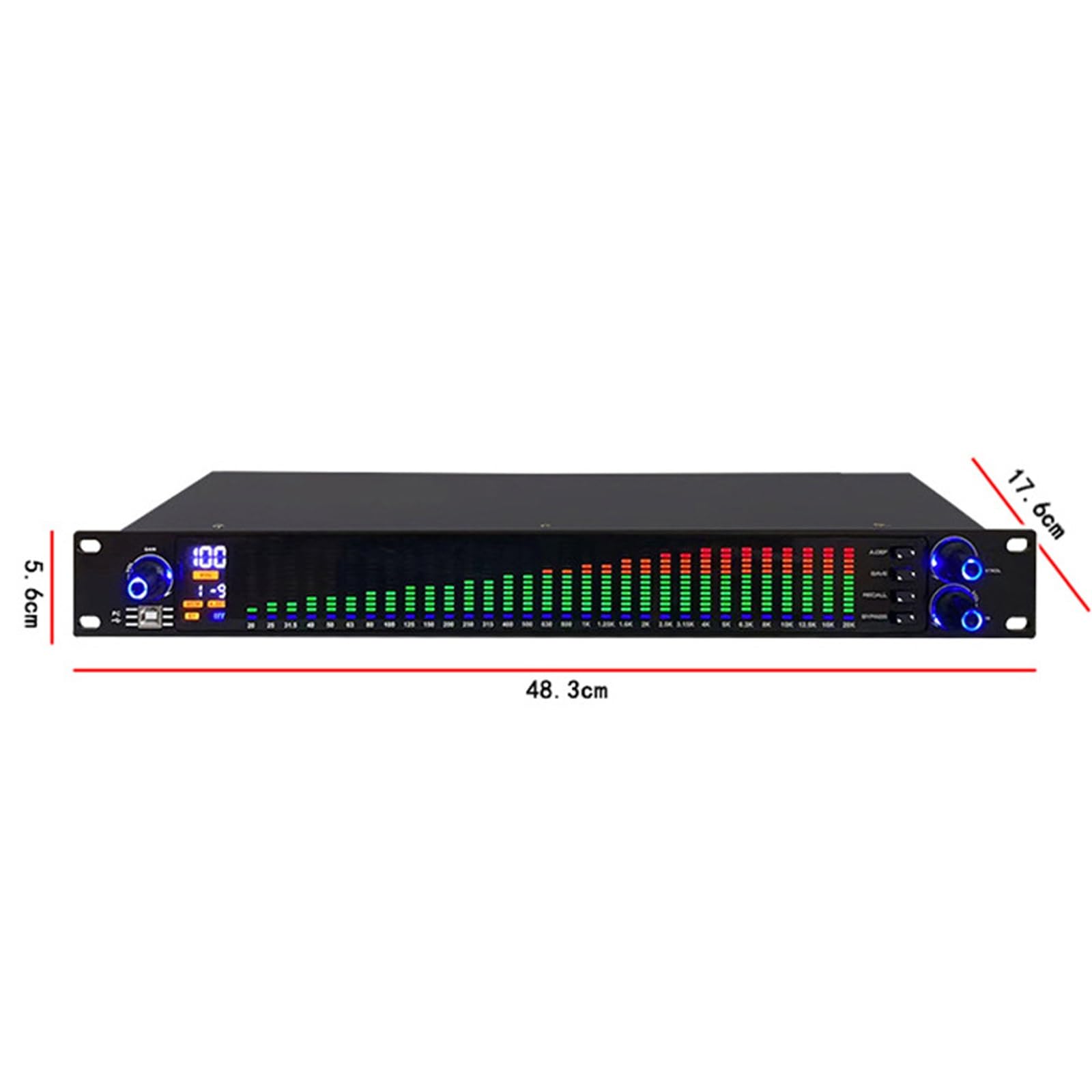 Ecualizador gráfico estéreo de 31 Bandas, Ecualizador Digital Profesional con Pantalla LCD, 10 Efectos preestablecidos, Ecualizador gráfico con luz LED, reducción automática de Ruido