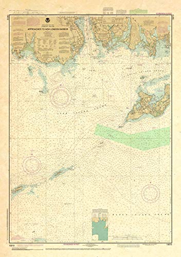 Paradise Cay Publications, Inc. Antiqued NOAA Chart 13212: Approaches to New London Harbor