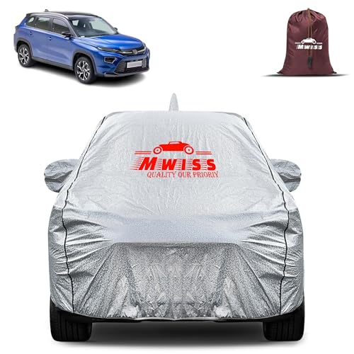 Image of Waterproof Car Body Cover for Toyota Urban Cruiser | Mirror & Antenna Pocket Anti-Scratch with Soft Cotton Inner Lining Triple Stitched Protection| Heat Resistant | Rain Protection (Silver)