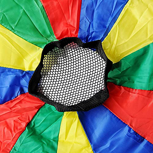 Image of Fitfix 24 Feet Rainbow Kids Play Parachute Game | Colorful Outdoor & Indoor Activity Toy for Schools, Kindergarten & Parties | Durable Polyester Cooperative Team Play Parachute for Boys & Girls