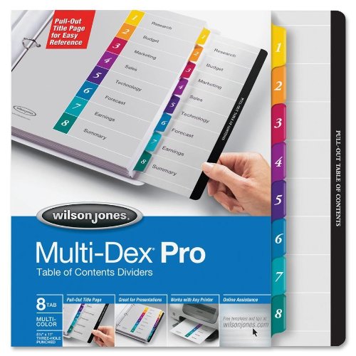 Wilson JonesMultiDex Pro Index Dividers, 8 Tabs, Letter Siz