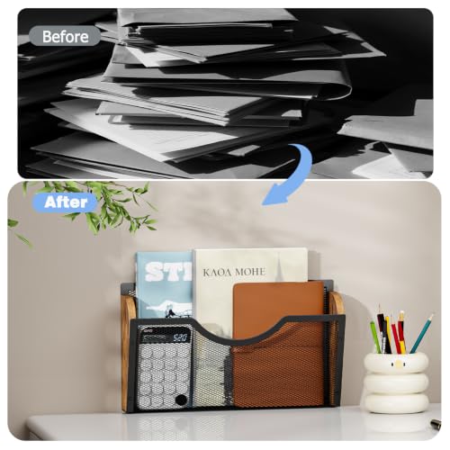 Sbanmao 3 Pack Wall File Organizer, Metal Mesh Hanging File Folder Holder for Letter/A4 Size Folders, Wall Mounted File Holder, Mail Organizer for Office Home Classroom Paper, Document Organization - Image 8