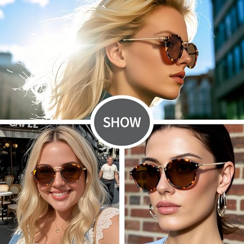 Women's Retro Round Sunglasses - Polarized Anti Glare UV400 Protection Vintage Driving Shades3