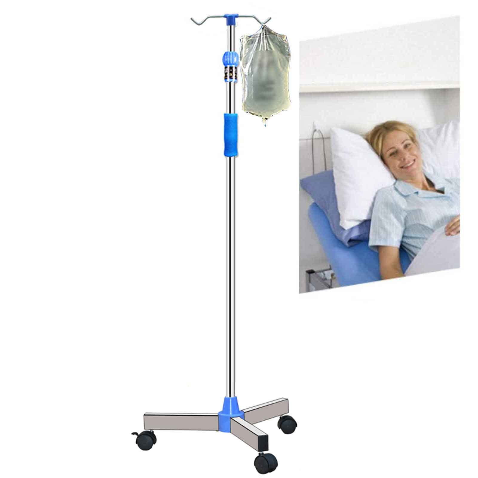 Soporte Porta Sueros IV Plegable Portátil, Soporte de Goteo de Acero Inoxidable de Altura Ajustable para Cuidado en El Hogar, Hospital y Clínica para Ancianos