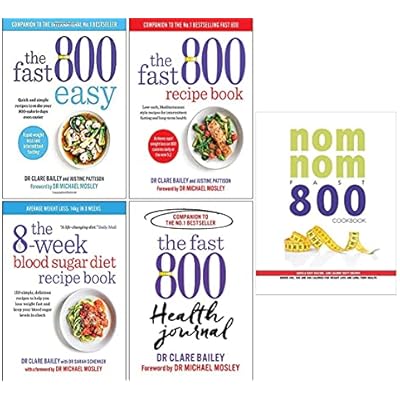 The Fast 800 Easy, The Fast 800 Recipe Book, The 8-Week Blood Sugar Diet Recipe Book, The Fast 800 Health Journal & Nom Nom Fast 800 Cookbook 5 Books Collection Set