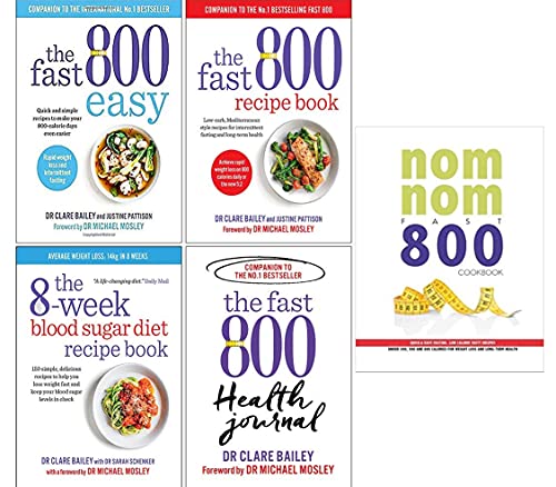 The Fast 800 Easy, The Fast 800 Recipe Book, The 8-Week Blood Sugar Diet Recipe Book, The Fast 800 Health Journal 4 Books Collection Set