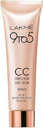 LAKMÉ 9 To 5 Complexion Care Cream, Medium, Radiant, Natural, Luminous, Dry| Bronze 9 G