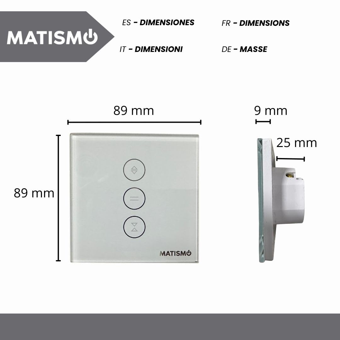 MATISMO Motor persiana wifi para eje de 40 mm - Motor tubular cableado e Interruptor con wifi