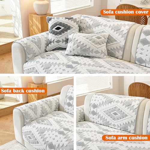 Copridivano lavabile antiscivolo morbido per divano a 1/2/3 posti, protezione spessa in pelliccia di cane, grigio chiaro, 70 x 70 cm, perfetto per l'arredamento della casa e proprietari di animali