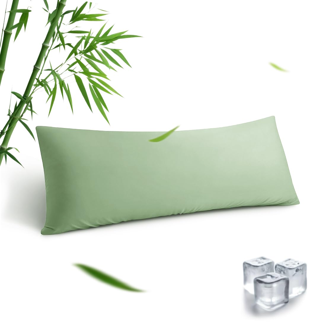 Parkdeny Sage Green Body Pillowcase, Cooling Viscose from Bamboo Long Pillow Cover, Soft Smooth Breathable Bedding Shield with Long Hidden Zipper, 1 Pack