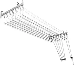 Varal de Teto ou Parede Para Apartamento 150cm 7 Varetas Individuais